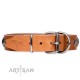 Tan Leather Dog Collar - Delicacy & Refinement" Handcrafted by Artisan"