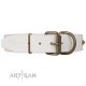 Studded White Leather Dog Collar - Diamonds & Squares"  Handcrafted by Artisan""