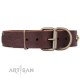 Brown Leather Dog Collar with Plates - Vintage Style" Handcrafted by Artisan"