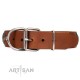 Decorated Leather Dog Collar with Nickel Plated Decor - Medieval Beauty" Handcrafted by Artisan"