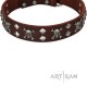 Leather Dog Collar with Chrome-plated Decor - Buccaneer Style" Handcrafted by Artisan"