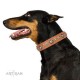 Decorated Pink Leather Dog Collar - "Delicacy & Refinement Handcrafted by Artisan