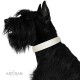 White Classic Design Leather Dog Collar by Artisan for Daily Walking