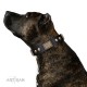 Handmade Black Leather Dog Collar - Plates'n'Skulls" Decor by Artisan"