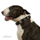 Decorated Black Leather Dog Collar - "Hip&Edgy" Brass Decor by Artisan