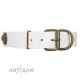 "White Delight" FDT Artisan White Leather Dog Collar with Exclusive Embelishments