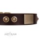 "Sense of Freedom" FDT Artisan Brown Leather Dog Collar with Old Bronze-Plated Studs and Plates