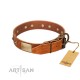 "Perfect Blend" FDT Artisan Tan Leather Dog Collar 1 1/2 inch (40 mm) wide