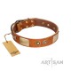 "Perfect Blend" FDT Artisan Tan Leather Dog Collar 1 1/2 inch (40 mm) wide