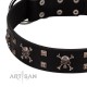 "Black Jack" Stylish Handmade FDT Artisan Black Leather Dog Collar