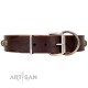 "Gape Buster" FDT Artisan Brown Leather Dog Collar with One Row of Studs