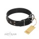 "Star Excitement" Modern FDT Artisan Black Leather Dog Collar with Studs and Stars