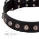 "Bizarre Affection" Designer Handmade FDT Artisan Black Leather Dog Collar
