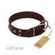 "Brown Shadow" Designer Handmade FDT Artisan Brown Leather Dog Collar