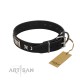 "Pitch Dark" FDT Artisan Black Leather Dog Collar with Stars and Plates