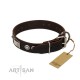 "Baller Status" FDT Artisan Brown Dog Collar Adorned with a Set of Chrome Plated Stars and Plates