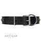 "Immense Power" Handcrafted FDT Artisan Black Leather Dog Collar with Small Dotted Pyramids