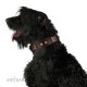 "Stone Stars" Stylish Handmade FDT Artisan Brown Leather Dog Collar