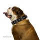 "Fire Eyes" Designer Handmade FDT Artisan Black Leather Dog Collar