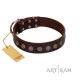 "Starry-Eyed" Best Quality FDT Artisan Brown Designer Dog Collar with Small Plates