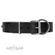 "Natural Beauty" Premium Quality FDT Artisan Black Designer Dog Collar with Dotted Studs