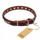 Leather Dog Collar with Chrome Plated Decor - Refined Classic" Handcrafted by Artisan"