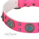 "Pink Delight" FDT Artisan Pink Leather Dog Collar for Everyday Walking