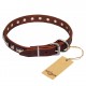 Leather Dog Collar with Chrome-plated Decor - Supreme Elegance" Handcrafted by Artisan"