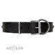 "Flower Rhapsody" FDT Artisan Premium Quaulity Black Leather Dog Collar