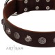 "Dark Chocolate" Handmade FDT Artisan Brown Leather Dog Collar with Studs