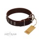 "Brown Lace" Handmade FDT Artisan Leather Dog Collar for Everyday Walks