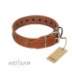 "Ancient Jewel" Designer FDT Artisan Tan Leather Dog Collar